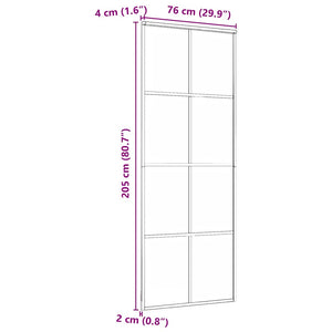 Schiebetür Schwarz 76x205 cm ESG Glas und Aluminium