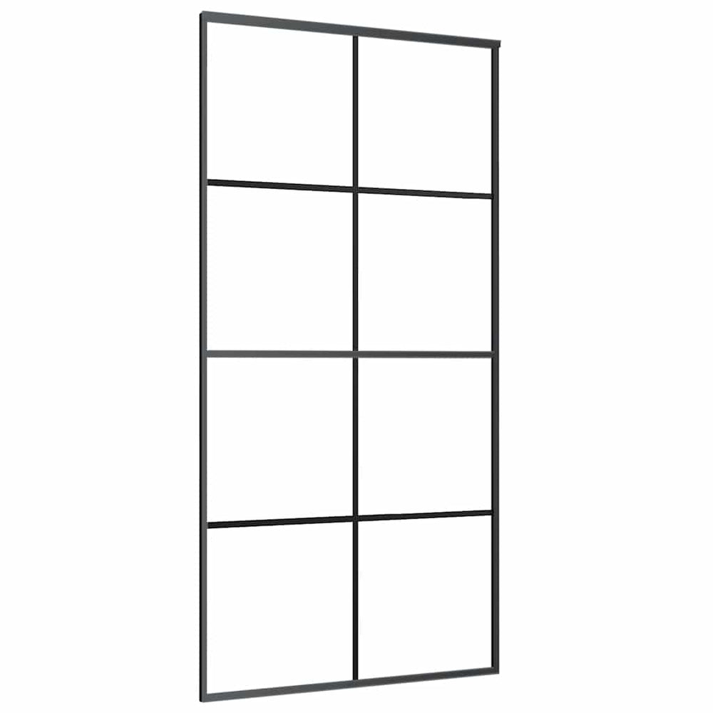Schiebetür Schwarz 102,5x205 cm ESG-Glas und Aluminium