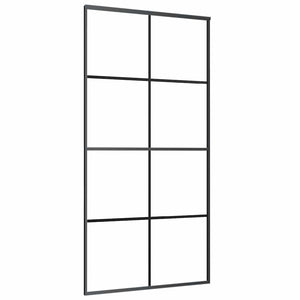 Schiebetür Schwarz 102,5x205 cm ESG-Glas und Aluminium