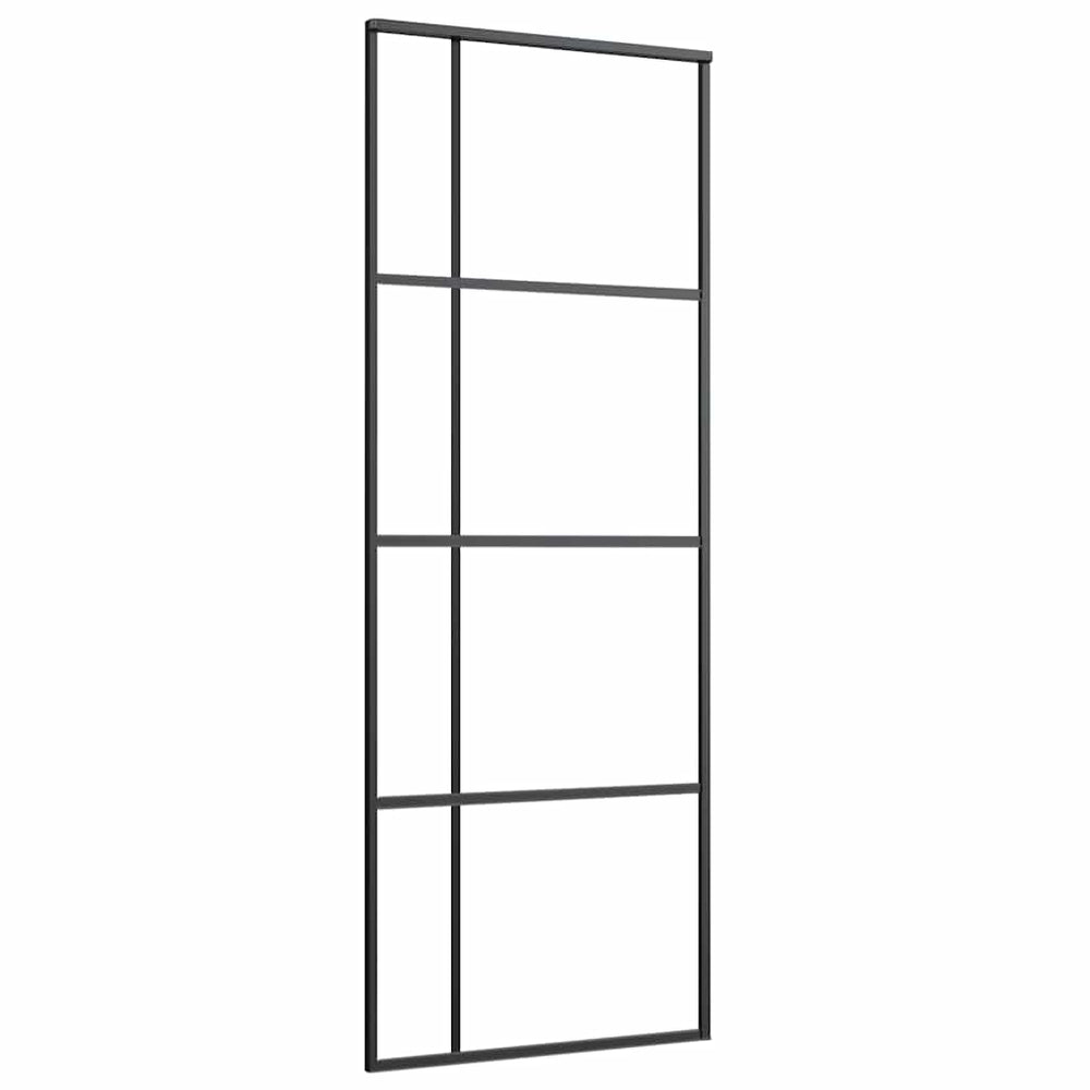 Schiebetür ESG-Glas und Aluminium mattiert 90x205 cm Schwarz