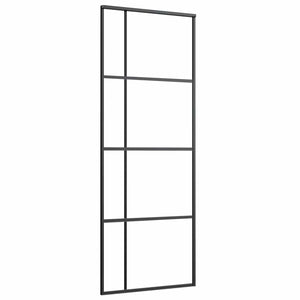 Schiebetür ESG-Glas und Aluminium mattiert 90x205 cm Schwarz