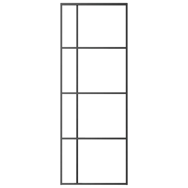 Schiebetür ESG-Glas und Aluminium mattiert 90x205 cm Schwarz