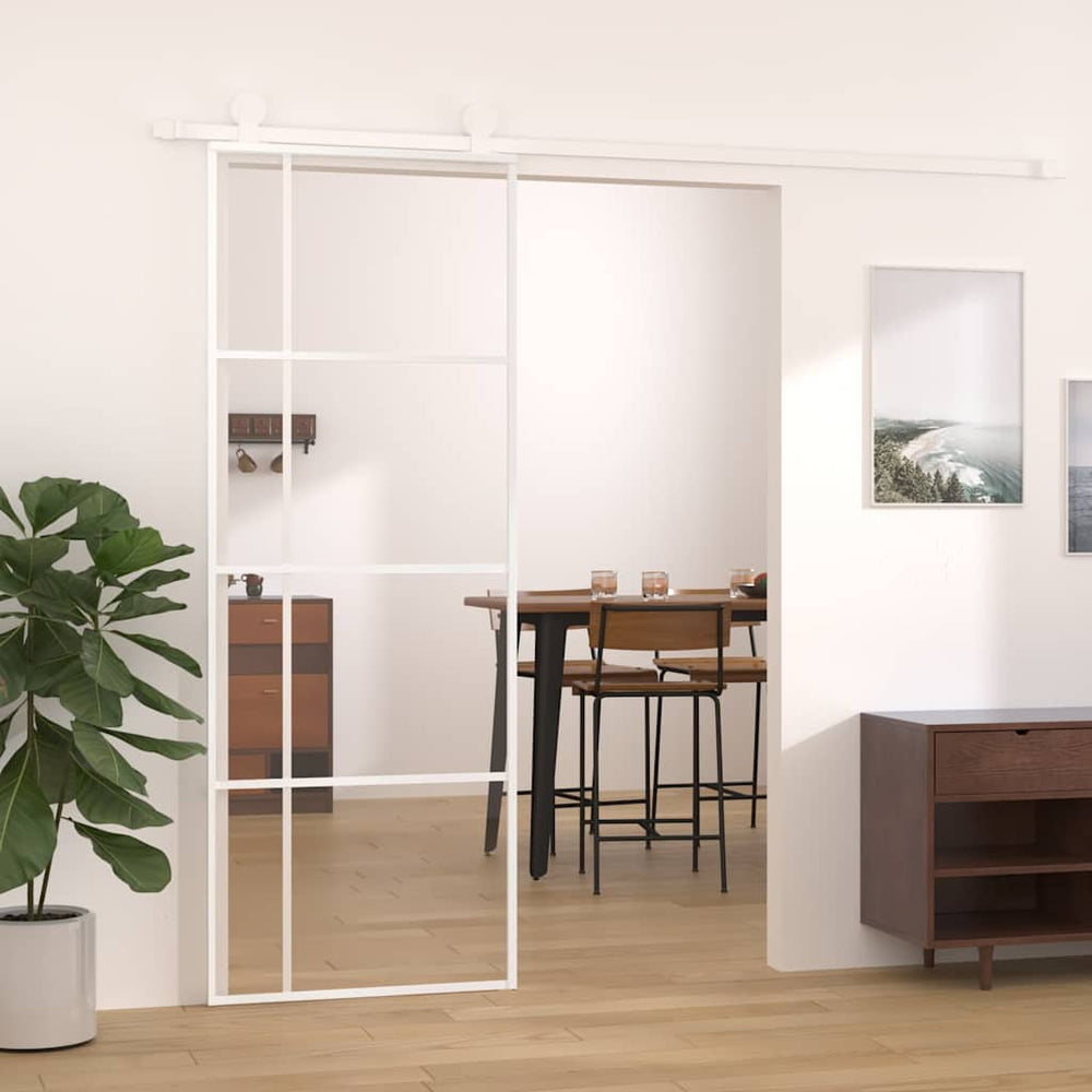 Schiebetür ESG-Glas und Aluminium 76x205 cm Weiß