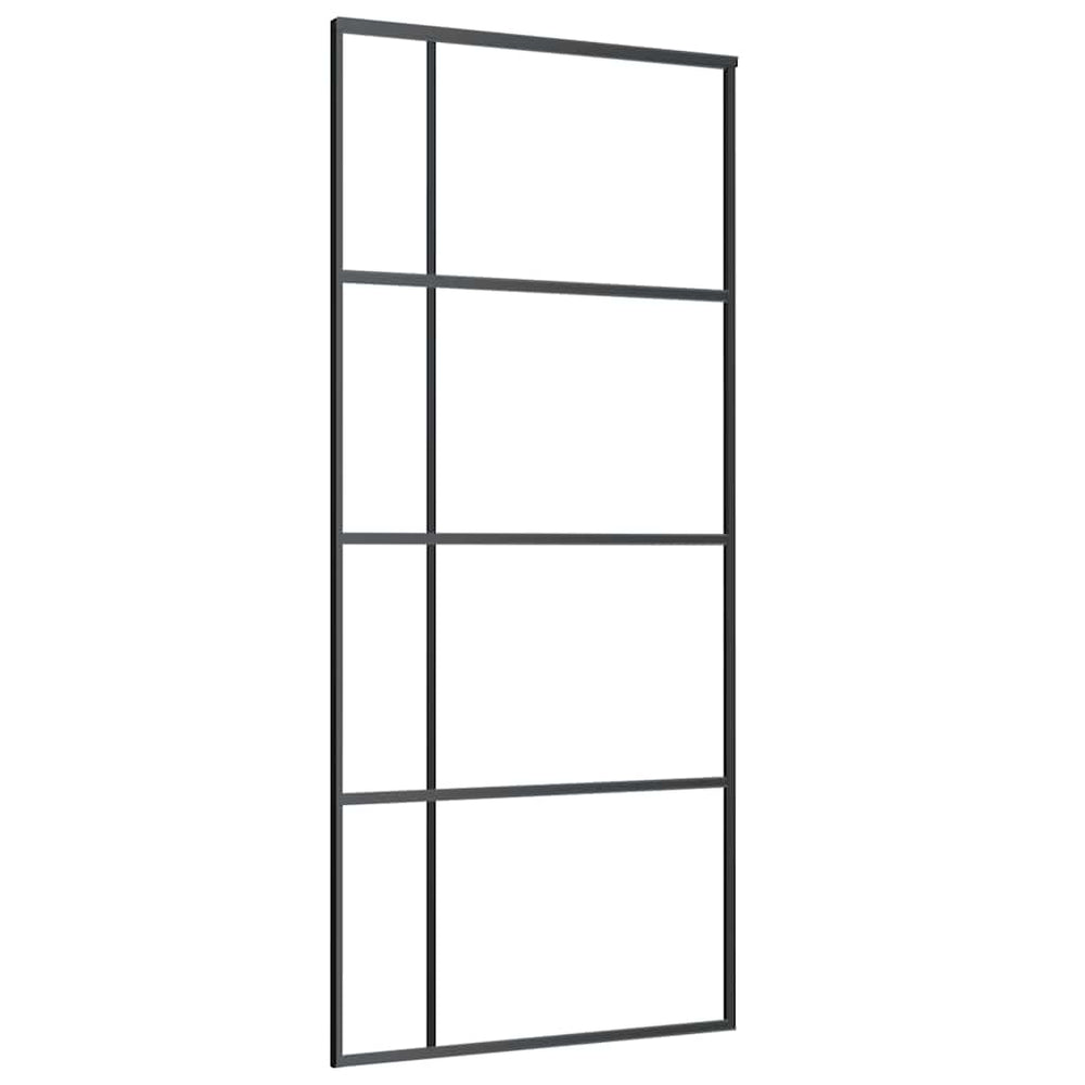 Schiebetür ESG-Glas und Aluminium 90x205 cm Schwarz