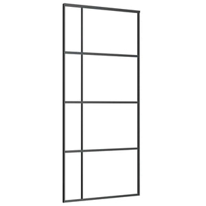 Schiebetür ESG-Glas und Aluminium mattiert 90x205 cm Schwarz