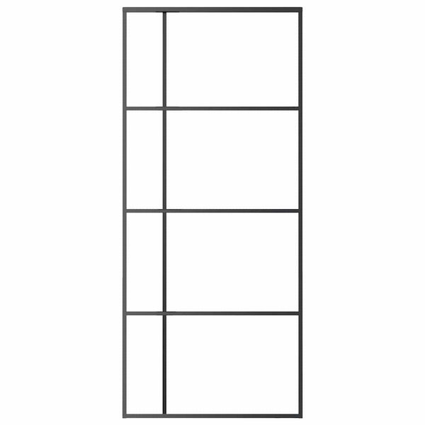 Schiebetür ESG-Glas und Aluminium mattiert 90x205 cm Schwarz