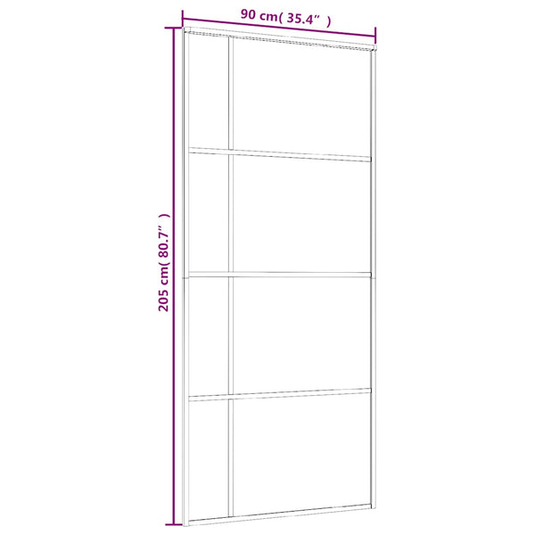 Schiebetür ESG-Glas und Aluminium mattiert 90x205 cm Schwarz
