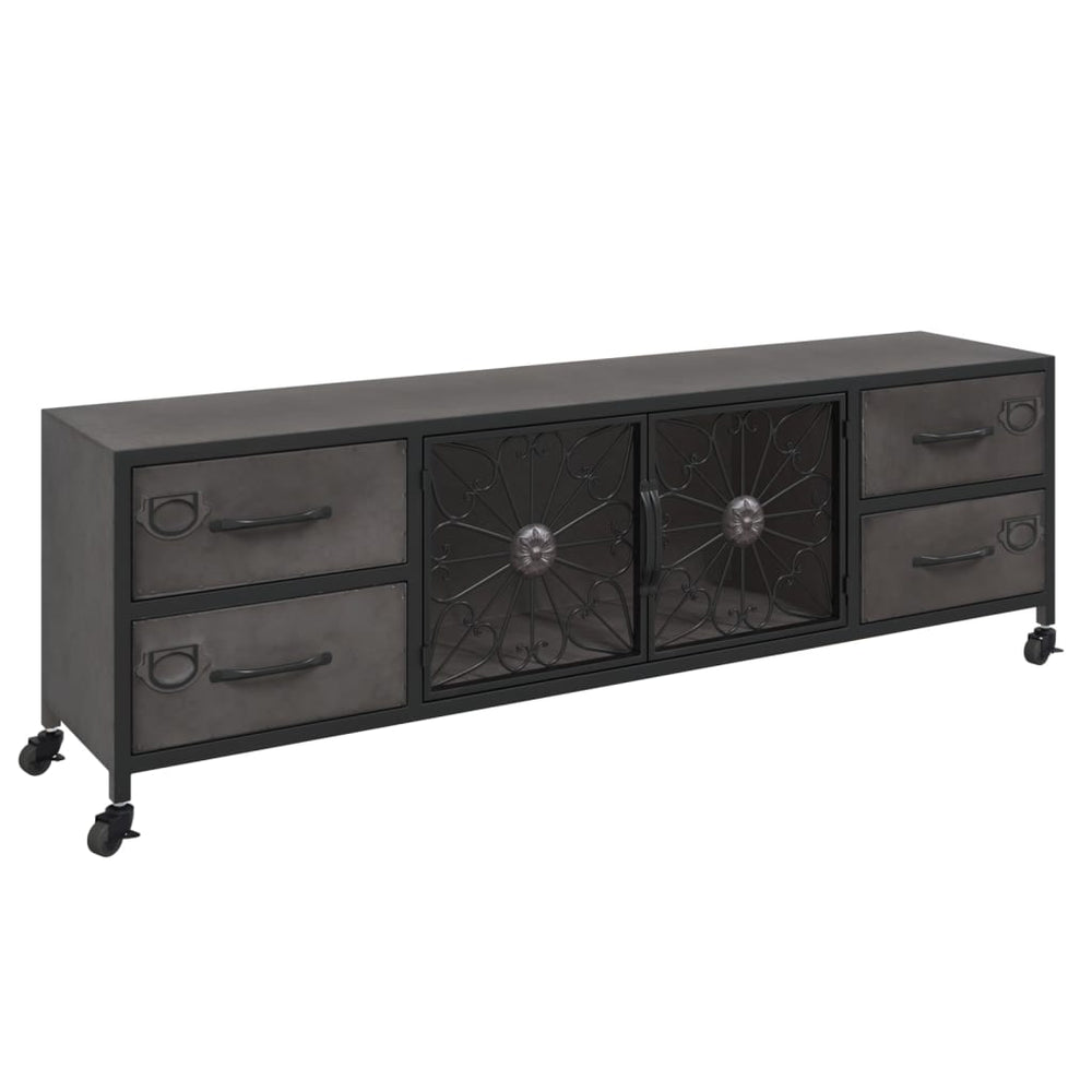 Silberner TV-Schrank 110 cm aus Eisen
