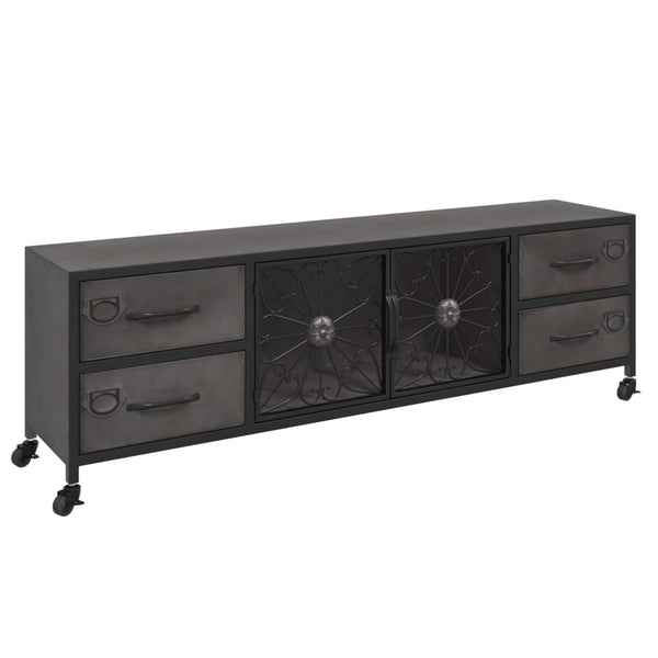Silberner TV-Schrank 110 cm aus Eisen