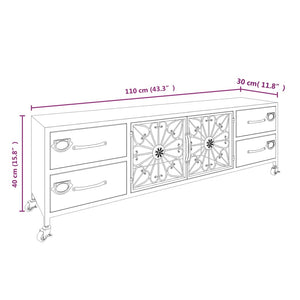 Silberner TV-Schrank 110 cm aus Eisen