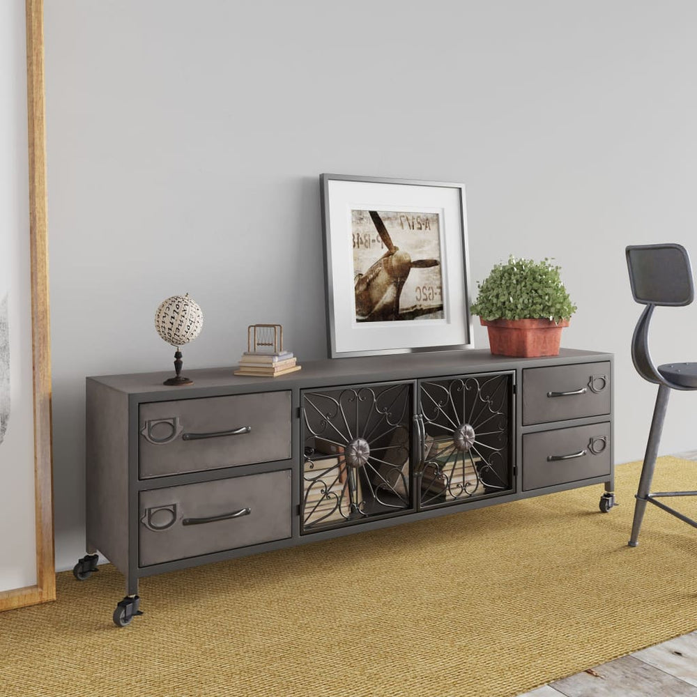 Silberner TV-Schrank 110 cm aus Eisen