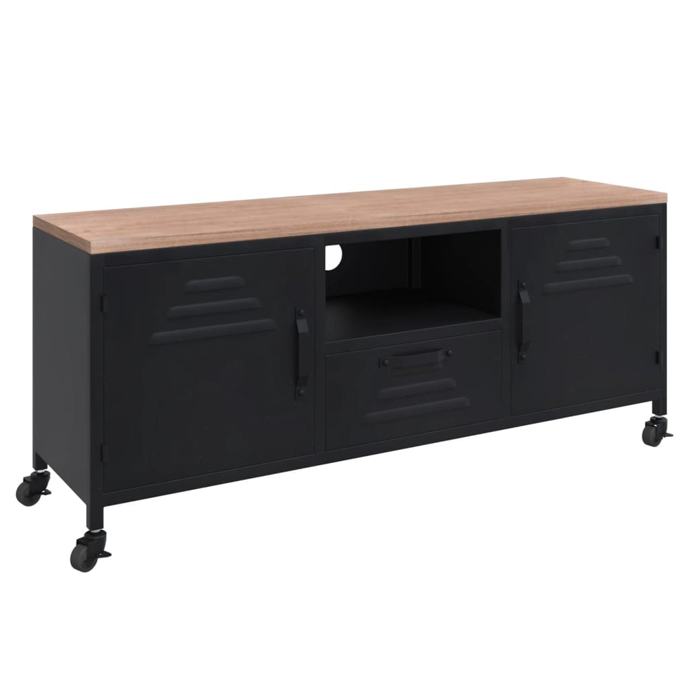 TV-Schrank Schwarz 110 cm Massivholz
