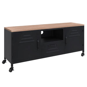 TV-Schrank Schwarz 110 cm Massivholz