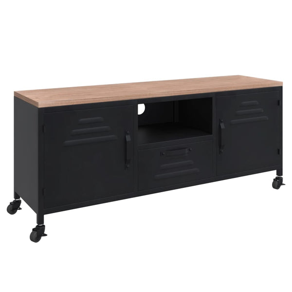 TV-Schrank Schwarz 110 cm Massivholz