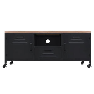 TV-Schrank Schwarz 110 cm Massivholz
