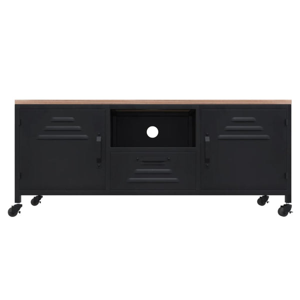 TV-Schrank Schwarz 110 cm Massivholz