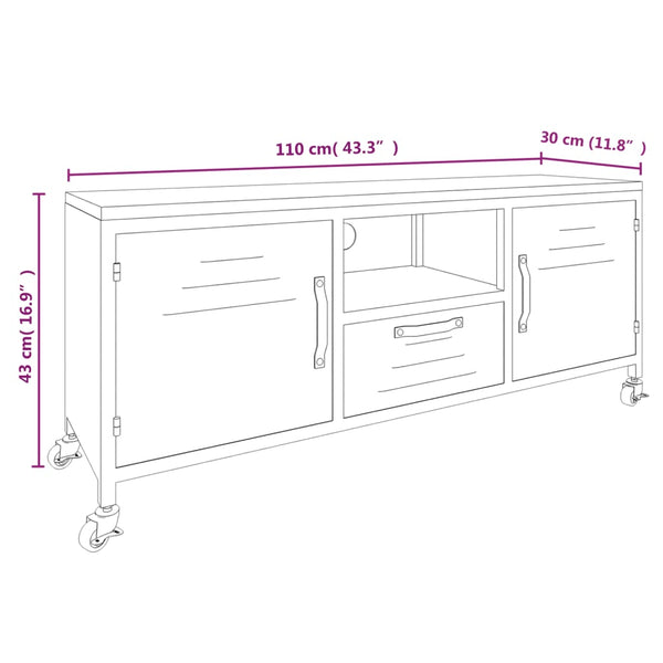 TV-Schrank Schwarz 110 cm Massivholz