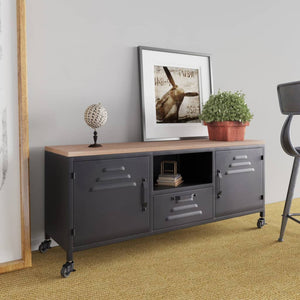 TV-Schrank Schwarz 110 cm Massivholz