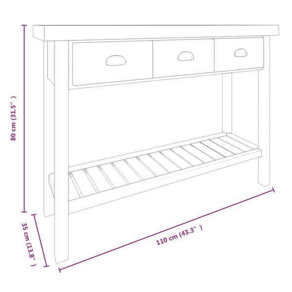 Massivholz Konsolentisch, 110cm