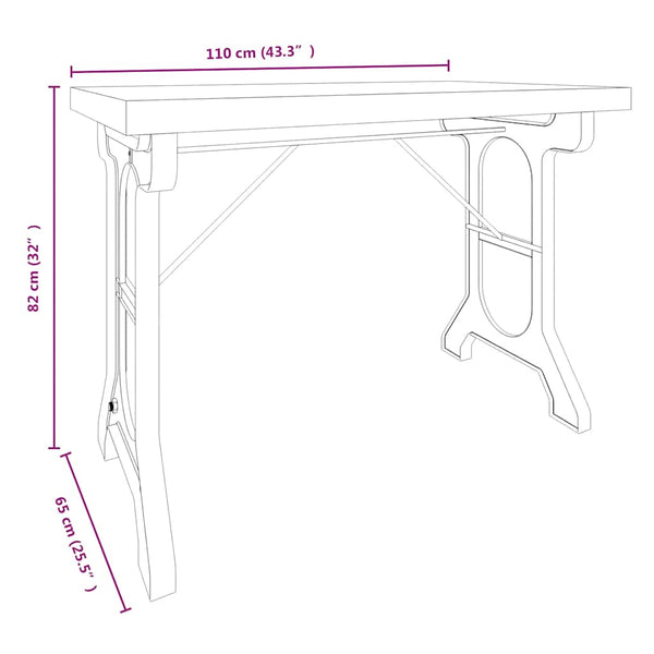 Esstisch Massivholz Tanne Eisen 110 cm