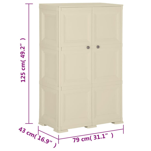 Kunststoffschrank Holzdesign Angora-Weiß 79x43x125cm