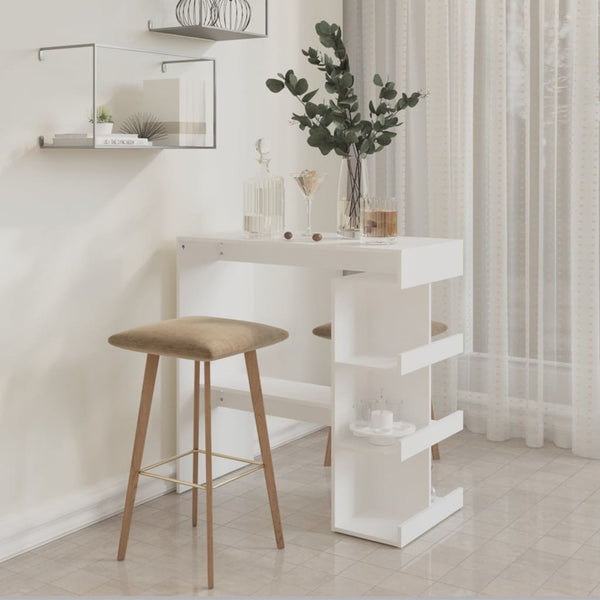 Bartisch Weiß mit Regal 100x50 cm
