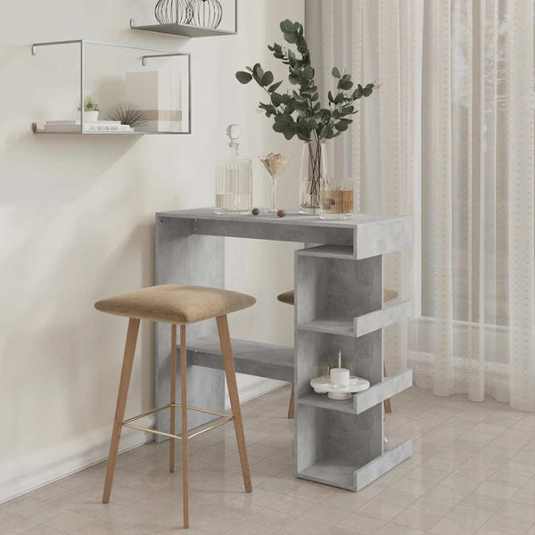 Bartisch mit Regal, Betongrau 100x50x101,5 cm