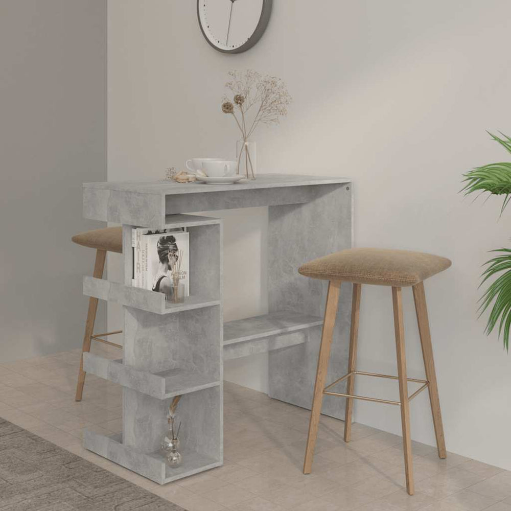 Bartisch mit Regal, Betongrau 100x50x101,5 cm