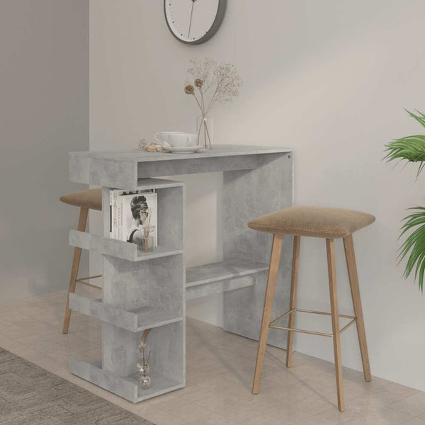 Bartisch mit Regal, Betongrau 100x50x101,5 cm