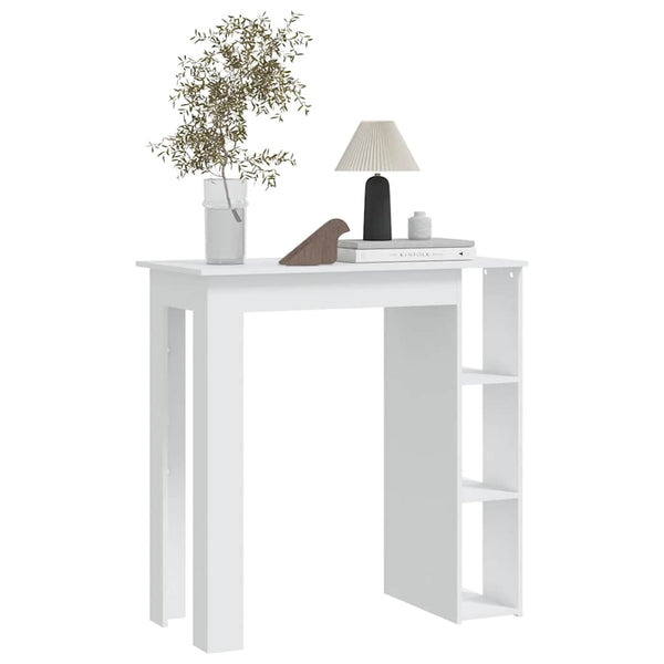 Bartisch mit Regal, Weiß, 102 cm
