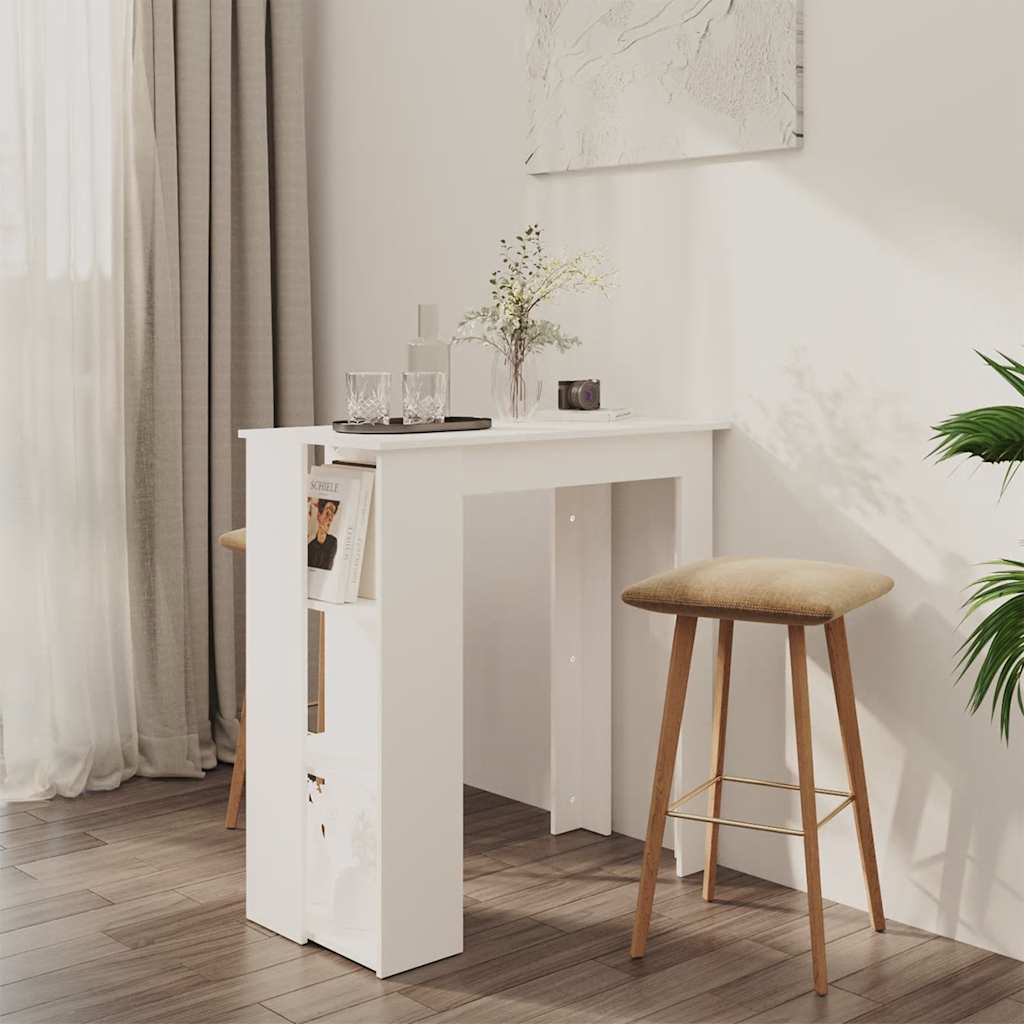 Bartisch mit Regal, Weiß, 102 cm