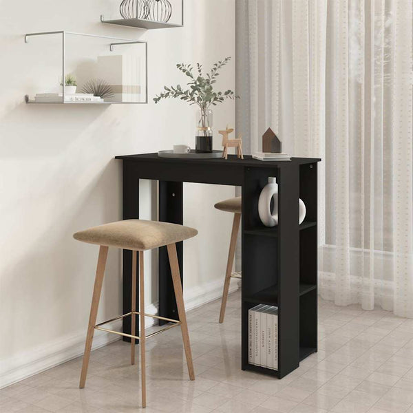 Schwarzer Bartisch mit Regal 102 cm