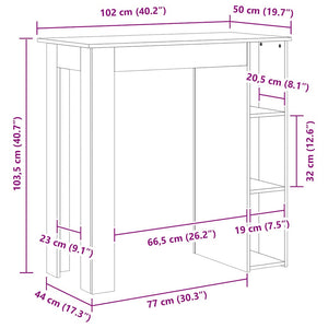 Schwarzer Bartisch mit Regal 102 cm