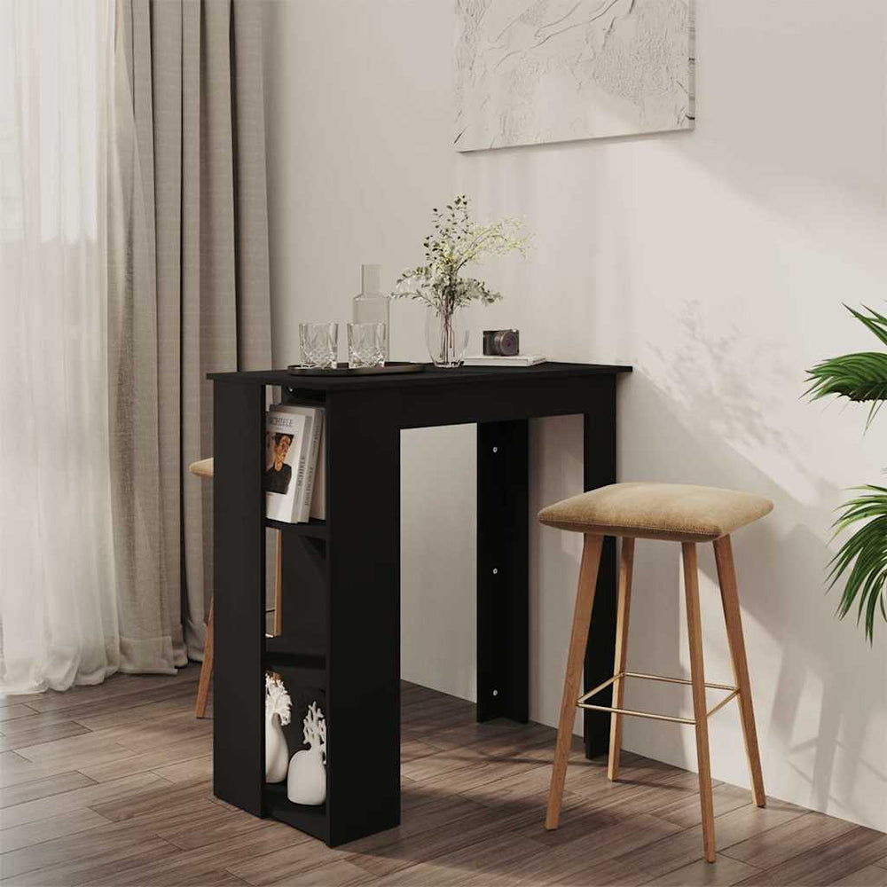 Schwarzer Bartisch mit Regal 102 cm