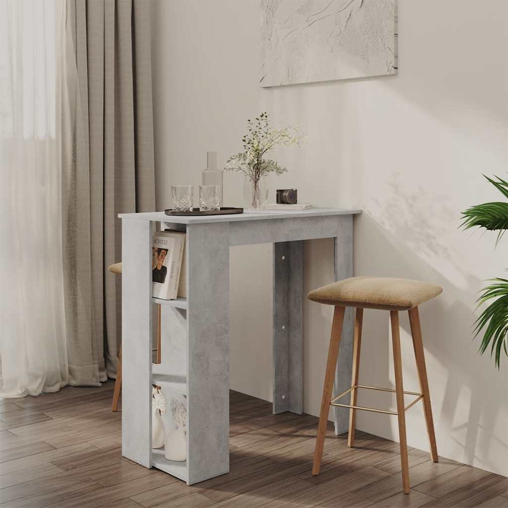 vidaXL Bar Table with Shelves Concrete Gray 102x50x103.5 cm Engineered Wood
