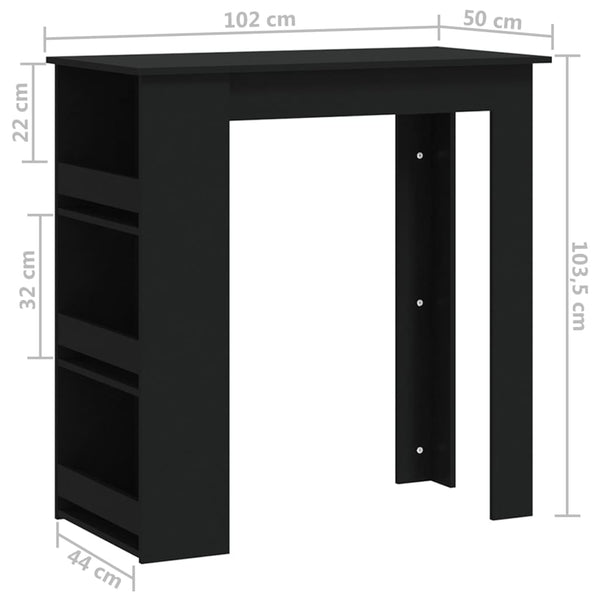 Schwarzer Bartisch mit Ablage
