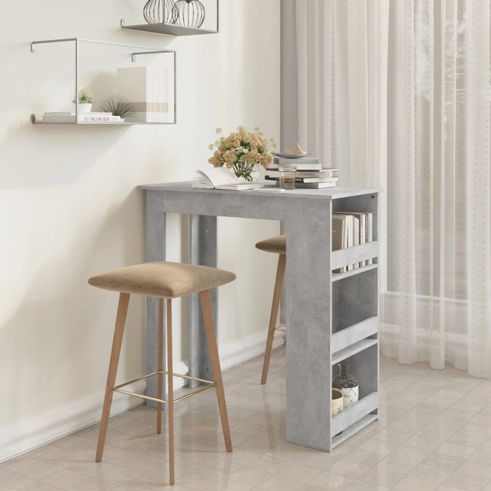 Bartisch mit Regal Betongrau 102 cm