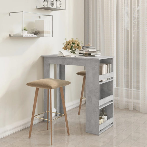 Bartisch mit Regal Betongrau 102 cm