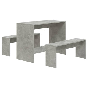 3-tlg. Essgruppe Betongrau