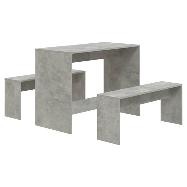 3-tlg. Essgruppe Betongrau