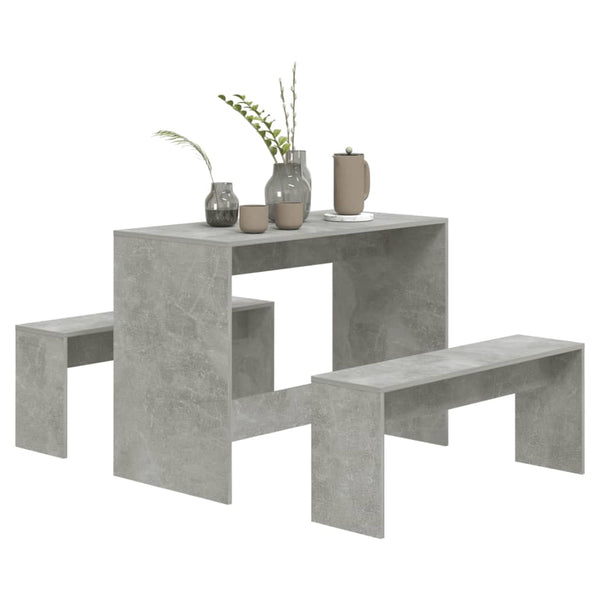 3-tlg. Essgruppe Betongrau