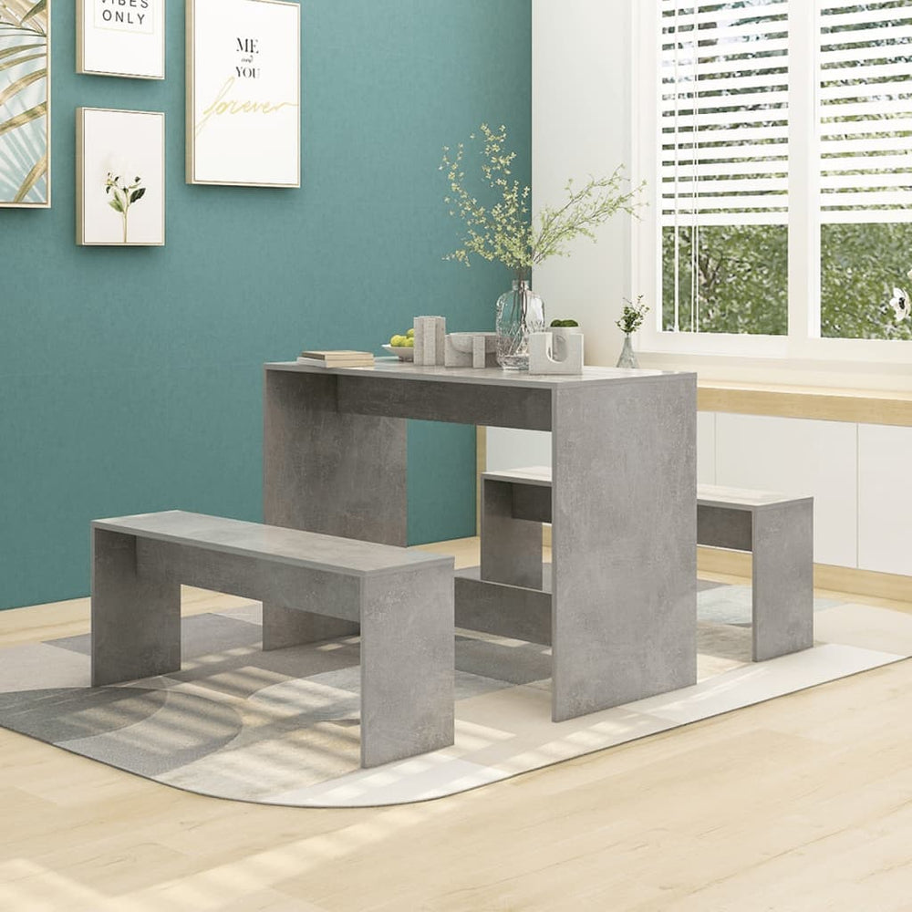 3-tlg. Essgruppe Betongrau