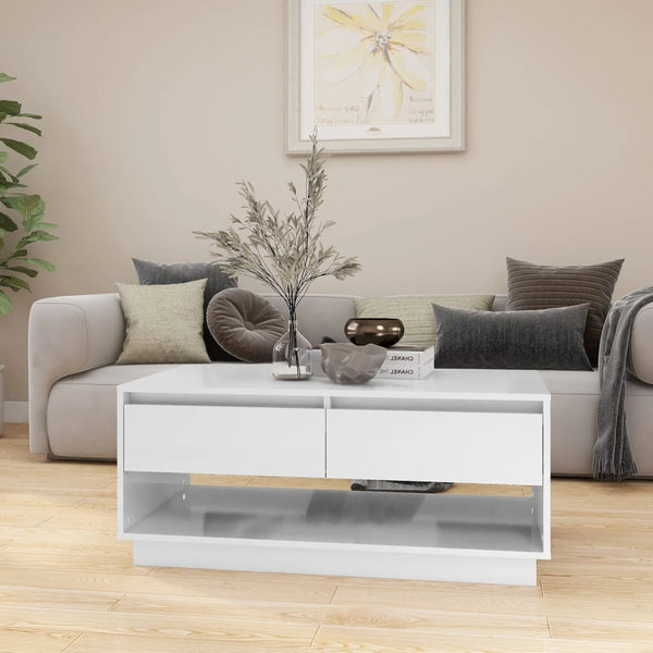 Hochglanz Couchtisch Weiß 102,5 cm