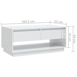 Hochglanz Couchtisch Weiß 102,5 cm