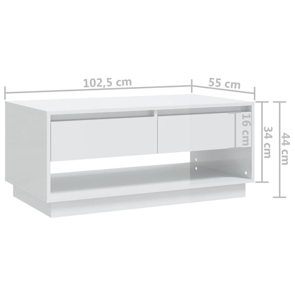 Hochglanz Couchtisch Weiß 102,5 cm