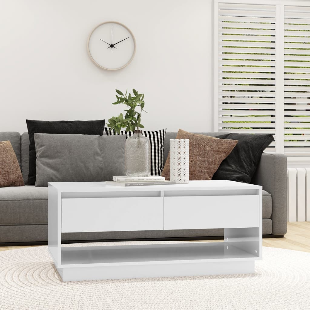 Hochglanz Couchtisch Weiß 102,5 cm