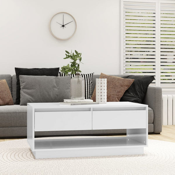 Hochglanz Couchtisch Weiß 102,5 cm