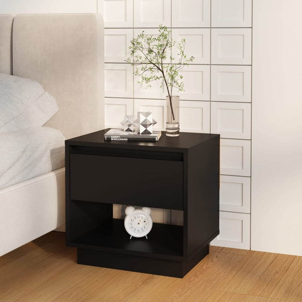 vidaXL Nightstand Black 45x34x44 cm Engineered Wood