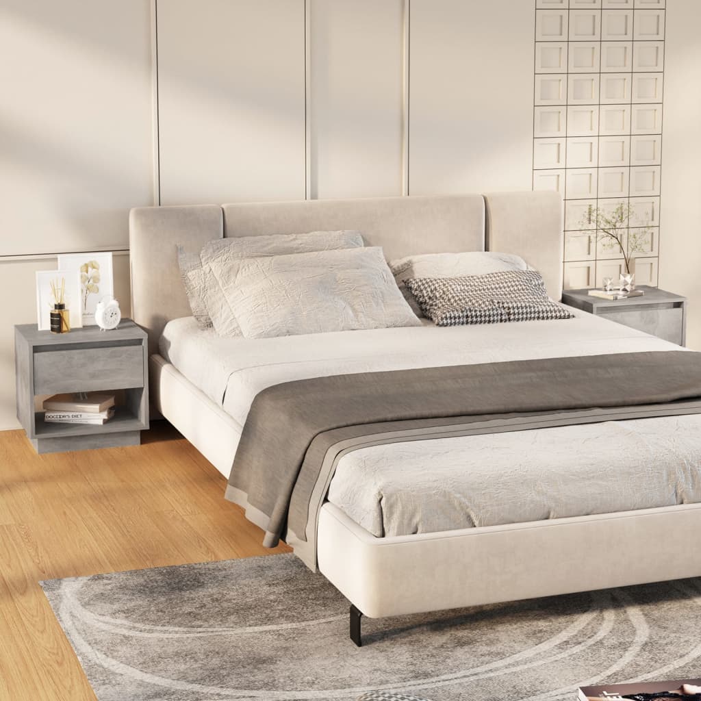 Betongraue Nachttische, 2er-Set