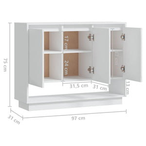 Weißes Sideboard 97 cm Holzwerkstoff